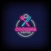 Cooking Master Neon Signs Style Text Vector