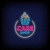 Cake Shop Neon Signs Style Text Vector