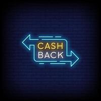 Cash Back Neon Signs Style Text Vector