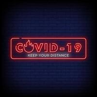 Covid 19 Neon Signs Style Text Vector