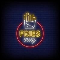 Fries Tasty Neon Signs Style Text Vector