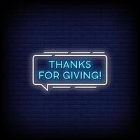 Thanks For Giving Neon Signs Style Text vector