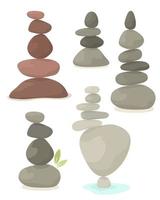 Set of balancing pyramid of stones, harmony, balance. Vector illustration in flat style.