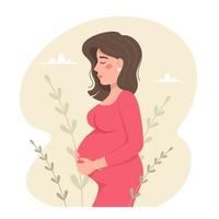 Vector concept of a pregnant woman. Childbirth, medicine