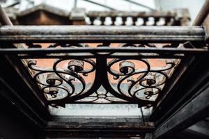 Old vintage forged window rails with rust photo