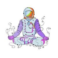 Cosmonaut Padmasana Position Doodle vector