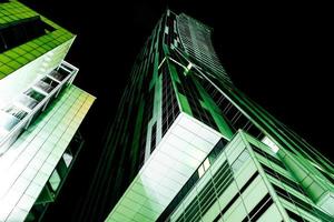 Warsaw, Poland 2017- Business buildings of Warshawa of night lights photo