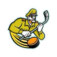 mascota general del hockey sobre hielo del ejército vector
