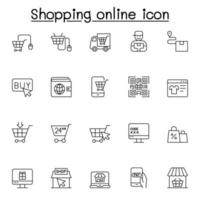 icono de compras en línea en estilo de línea fina vector