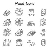 Wood icon set in thin line style vector