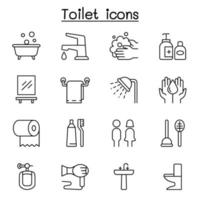 Bathroom icon set in thin line style vector