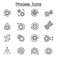 icono de proceso en estilo de línea fina vector