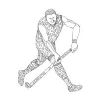 doodle de jugador de hockey sobre césped vector