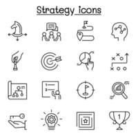 Strategy and planing icon set in thin line style vector