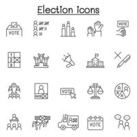 iconos electorales en estilo de línea fina vector