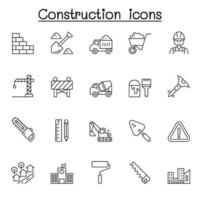 Construction icons set in thin line style vector