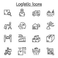 Logistic and Delivery icons set in thin line style vector