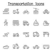 Transport icon set in thin line stlye vector