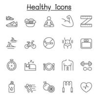 Healthy icons set in thin line style vector