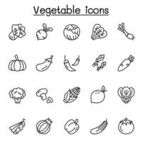 Vegetable icons set in thin line stlye vector