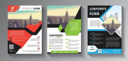 Brochure design, cover modern layout, annual report, poster, flyer in A4 with colorful triangles set vector