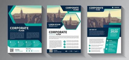 teal blue flyer business template set vector