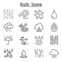 Rain icon set in thin line style vector