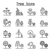 tree icon set in thin line style vector