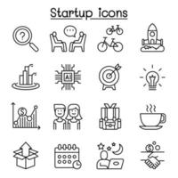 Startup icon set in thin line style vector