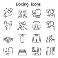 Boxing icon set in thin line style vector