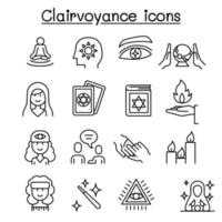 Clairvoyance, fortune teller icon set in thin line style vector