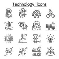 Technology icon set in thin line style vector