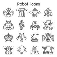 Robot icon set in thin line style vector