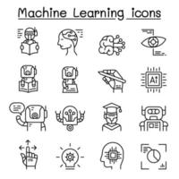 Machine learning icon set in thin line style vector