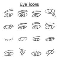 Eye icon set in thin line style vector