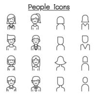 People, User icon set in thin line style vector