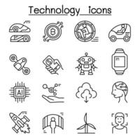 icono de tecnología en estilo de línea fina vector