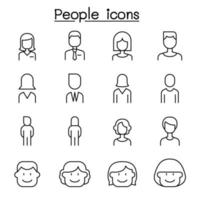 People icon set in thin line style vector