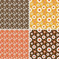 mod seamless daisy vector patterns orange yellow brown