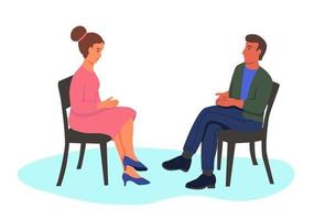 man and woman sit in chairs vector