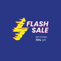 flash sale banner with thunder icon blue background vector