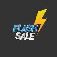 flash sale banner with thunder icon vector