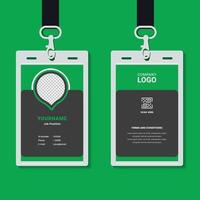 professional corporate id card template, clean green id card design with geometric shape composition realistic mockup vector