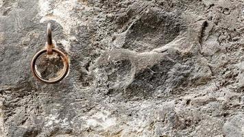 Ancient horse ring on the wall of Old Town Street in Geneva, Switzerland photo