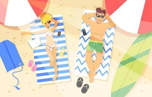 Summer Vacation Relaxing on the Beach vector