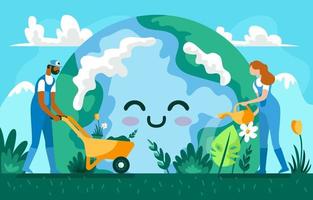 People Caring for the Environment on Earth Day vector