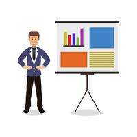 Businessman With Statistics On White Background vector