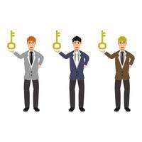 Businessman, Key To Success On White Background vector