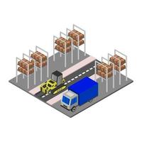 Isometric Warehouse On White Background vector