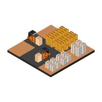 Isometric Warehouse On White Background vector